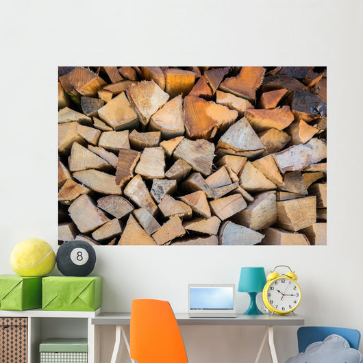Dry Chopped Firewood Logs in a Pile 