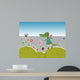 Little crocodile walking on flowering meadow Wall Mural