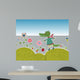 Little crocodile walking on flowering meadow Wall Mural