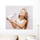 Cute Smiling Little Girl Dries Hair 