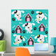 happy dog pattern with paw print and bone vector illustration 
