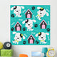 happy dog pattern with paw print and bone vector illustration 