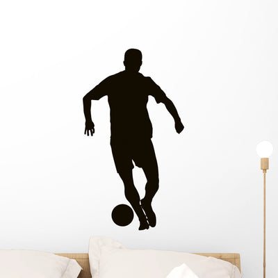 Soccer Player Detailed Vector Wall Decal shown on a wall