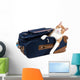 Perky cat sitting in a suitcase Wall Decal