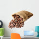 Cocoa beans in bag isolated on white Wall Decal