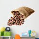 Cocoa beans in bag isolated on white Wall Decal