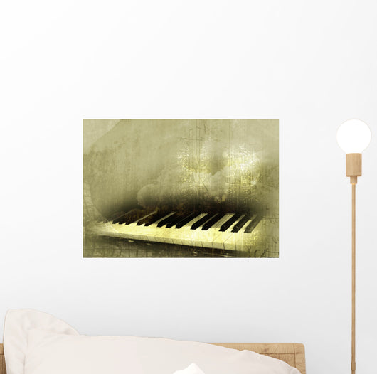 piano in grunge background Wall Mural
