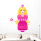 Little Cute Princess in a Pink Dress with a Magic Wand Wall Decal