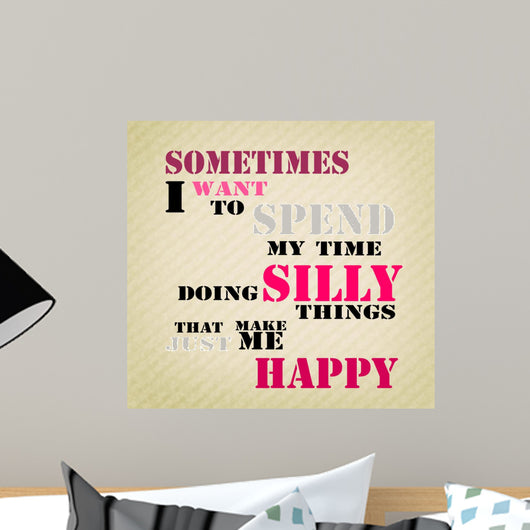 An inspirational motivating quote about happiness Wall Mural