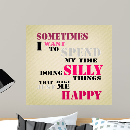 An inspirational motivating quote about happiness Wall Mural