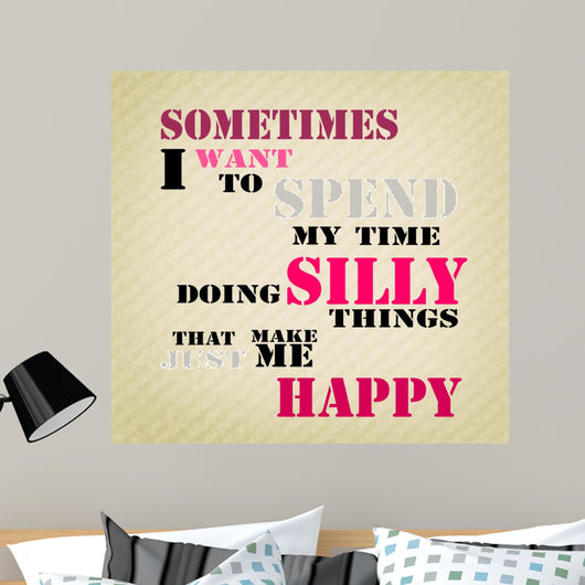 An inspirational motivating quote about happiness Wall Mural
