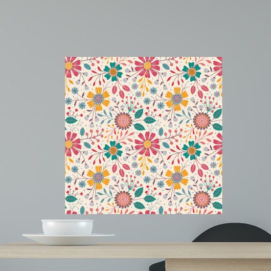 Seamless Floral Pattern Wall Decal Design 7