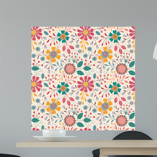 Seamless Floral Pattern Wall Decal Design 7