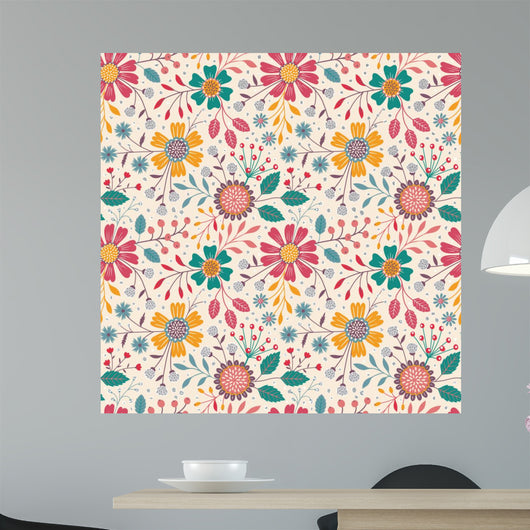 Seamless Floral Pattern Wall Decal Design 7