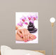 Beautiful Manicure with Pink Orchid on the White Wall Mural