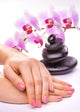 Beautiful Manicure with Pink Orchid on the White Wall Mural
