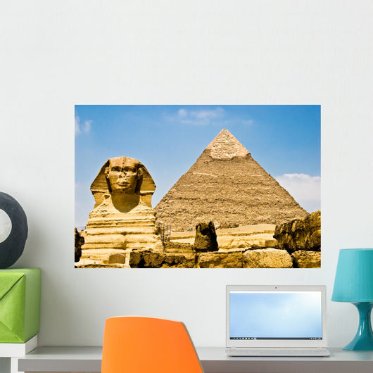 Egyptian Sphinx Guarding Pharaohs Pyramid Wall Mural