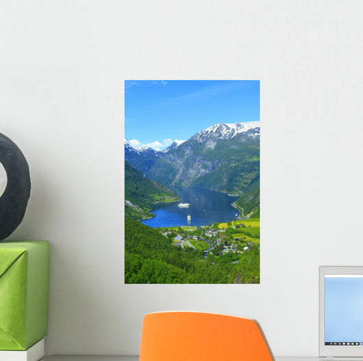 Nice View to the Atlantic ocean, Geiranger fjord Wall Mural