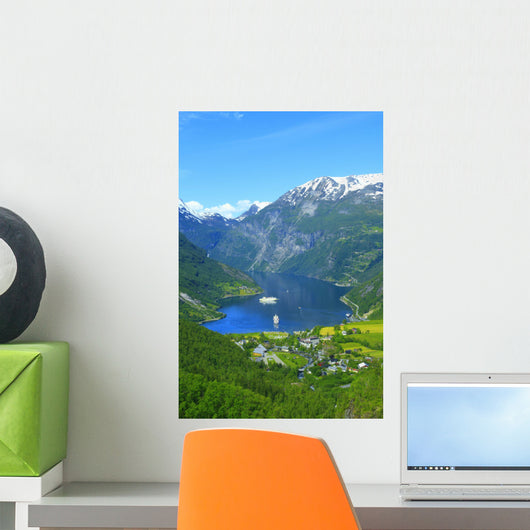 Nice View to the Atlantic ocean, Geiranger fjord Wall Mural
