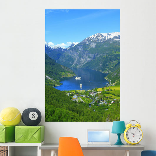 Nice View to the Atlantic ocean, Geiranger fjord Wall Mural