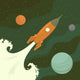 Launch of space rocket. Vector illustration. 