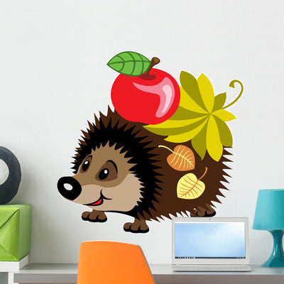 Cartoon Hedgehog Wall Decal shown on a wall