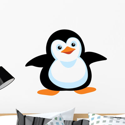 Cartoon Penguin shown on a wall
