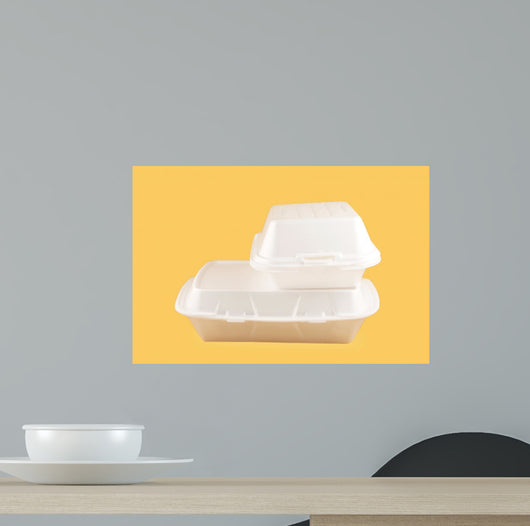 Two Different Sized Takeout Styrofoam Food Containers Wall Mural