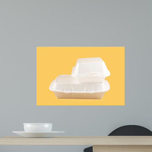 Two Different Sized Takeout Styrofoam Food Containers Wall Mural
