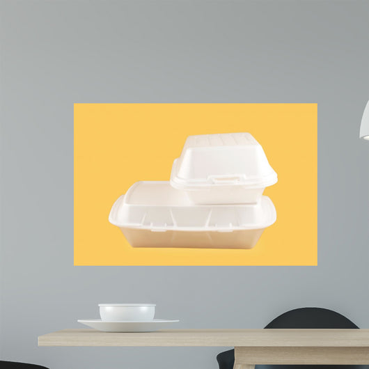 Two Different Sized Takeout Styrofoam Food Containers Wall Mural