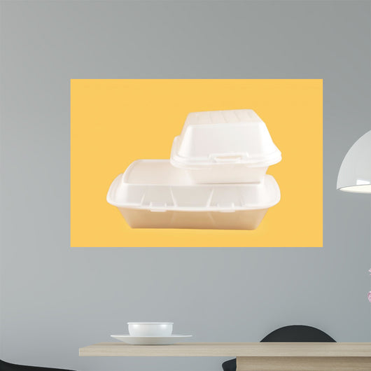 Two Different Sized Takeout Styrofoam Food Containers Wall Mural