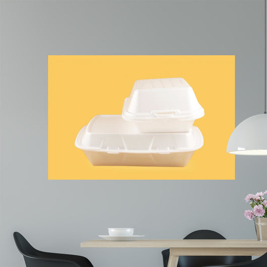 Two Different Sized Takeout Styrofoam Food Containers Wall Mural