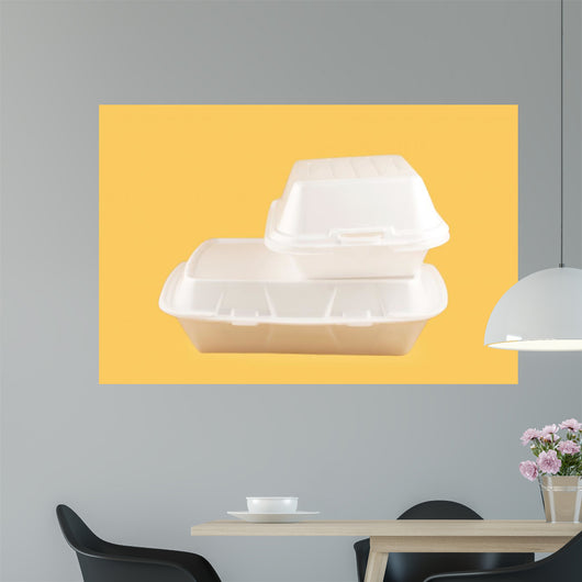 Two Different Sized Takeout Styrofoam Food Containers Wall Mural