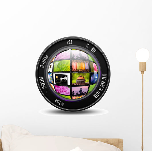 Camera photo lens with internet production technology concept,le Wall Decal