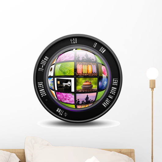 Camera photo lens with internet production technology concept,le Wall Decal