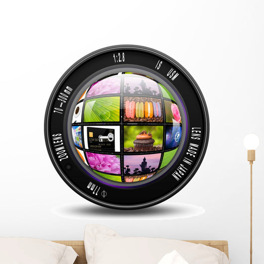 Camera photo lens with internet production technology concept,le Wall Decal