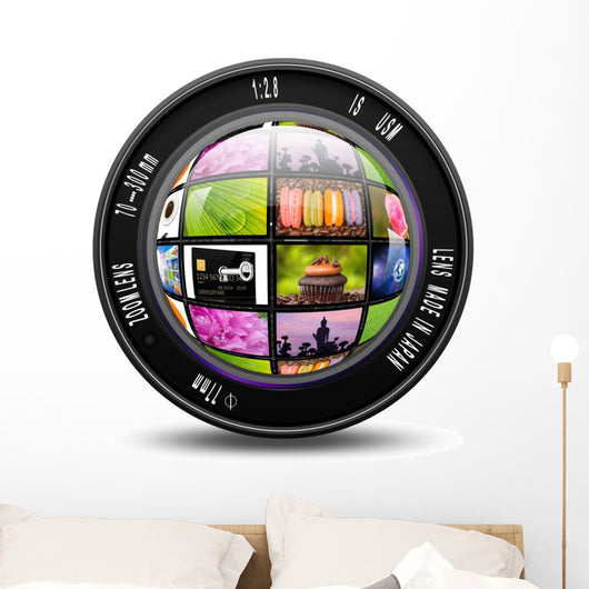 Camera photo lens with internet production technology concept,le Wall Decal