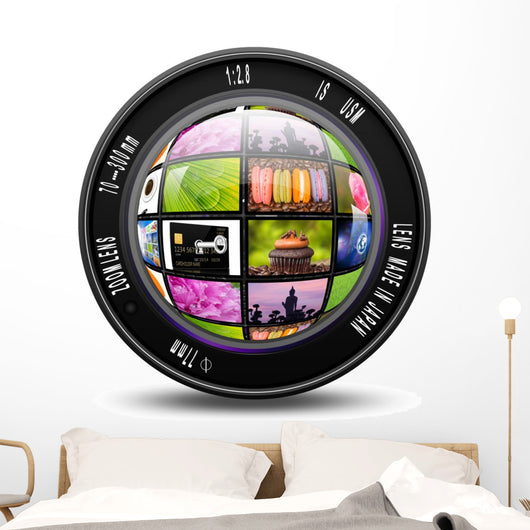 Camera photo lens with internet production technology concept,le Wall Decal