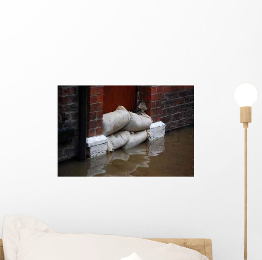 Sandbag Barrier Doorway Flooded Wall Decal
