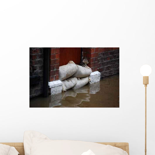 Sandbag Barrier Doorway Flooded Wall Decal