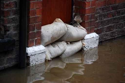 Sandbag Barrier Doorway Flooded Wall Decal