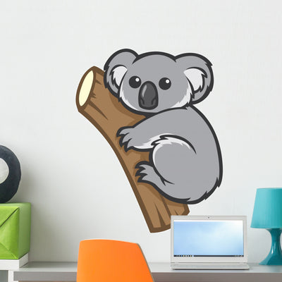 Cute Koala Tree Wall Decal shown on a wall