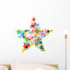 Abstract Star Symbol Made From Colorful Splashes, Blots, Stains Wall Decal