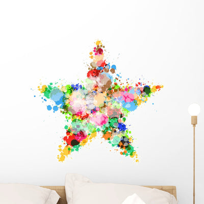Abstract Star Symbol Made Wall Decal shown on a wall