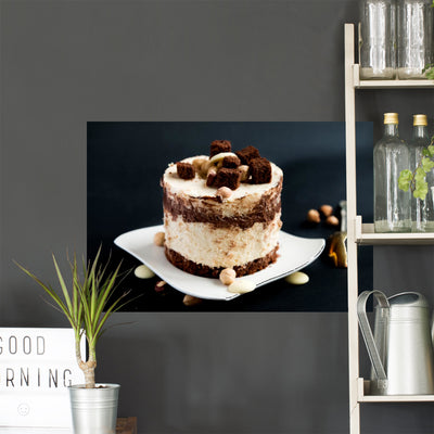 Cake with White and shown on a wall