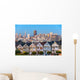The Painted Ladies of San Francisco, California sit glowing amid Wall Mural