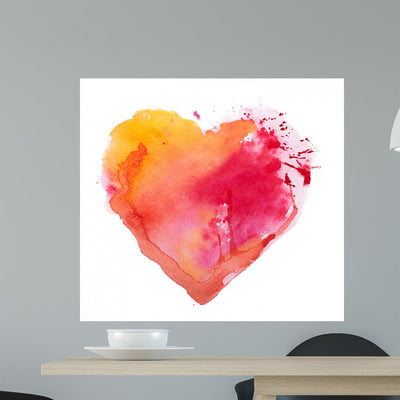 Watercolor Heart Wall Decal shown on a wall
