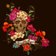 Skull and Flowers Day of the Dead Wall Mural