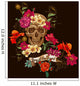Skull and Flowers Day of the Dead Wall Mural