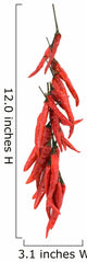 A string of dried red hot chili peppers isolated on white Wall Decal
